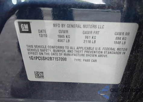 2011 Chevrolet Cruze Ls z USA, uszkodzony, nr VIN 1G1PC5SH2B7157098